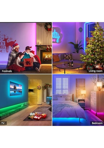 Rgb Şerit Led Işık 256 Renk Bluetooth Kontrol Set 2.5 Metre