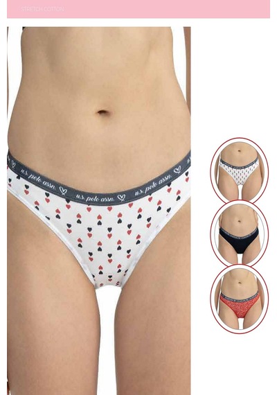 U.s Polo Assn. 66430 Kadın Karışık Desen Pamuklu 3'lü Slip Külot-lacivert Lacivert
