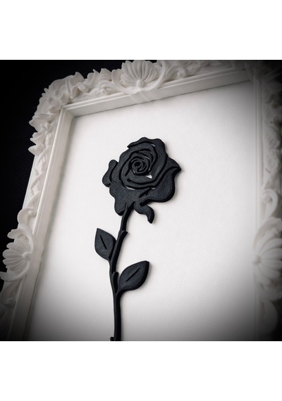 Monarch Rose Kabartma Gül Model Varaklı Beyaz Premium Tablo 170mm X 230mm Masaüstü İçin