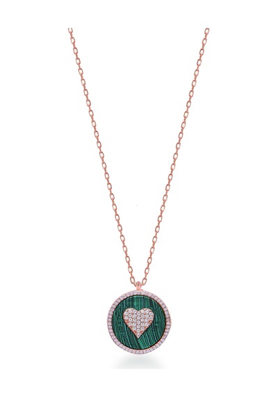 Zirkon Taşlı Rose Altın Kaplamalı Sedefli Kalp Gümüş Kolye Gold - Rose Gold - Gümüş Zirkon Taşlı Rose Altın Kaplamalı Sedefli Kalp Gümüş Kolye Gold - Rose Gold - Gümüş