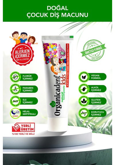 Organicadent Doğal Çocuk Diş Macunu 50 Ml - Gimdes Sertifikalı Ve Florürsüz