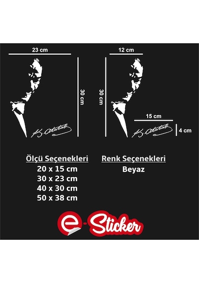Mustafa Kemal Atatürk Sticker Silüet Araba Sticker (352364753)