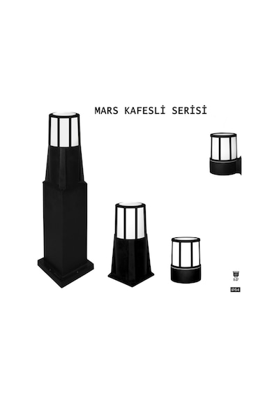 Mars Kafesli Set Üstü Bahçe Lambası - Bahçe Tavan Lambası Zita Bahçe Aydınlatması 19 Cm 220v