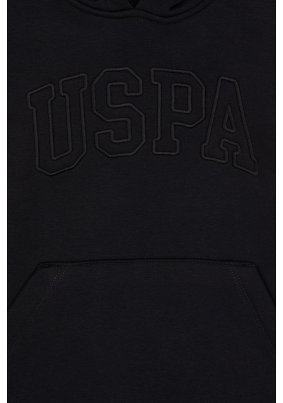 U.S. Polo Assn. Kız Çocuk Siyah Kapüşonlu Şardonlu Basic Sweatshirt 50314311-VR046