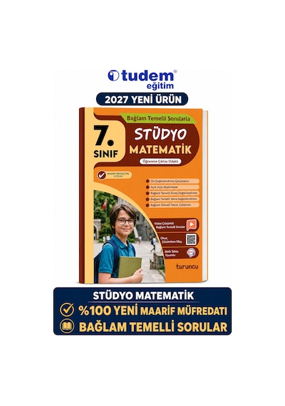 Tudem 7.sınıf 2027 Stüdyo Matematik Bağlam Temelli Maarif Müfredat Soru Bankası Turuncu