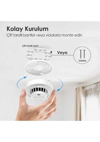 Wisualarm S01 Duman Dedektörü 10 Yıl Ürün Ömrü 5 Yıl Pil Ömrü 85 Db
