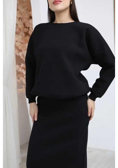 Lodmela Basic Comfort Şardonlu Etekli Takım 6073-siyah Siyah