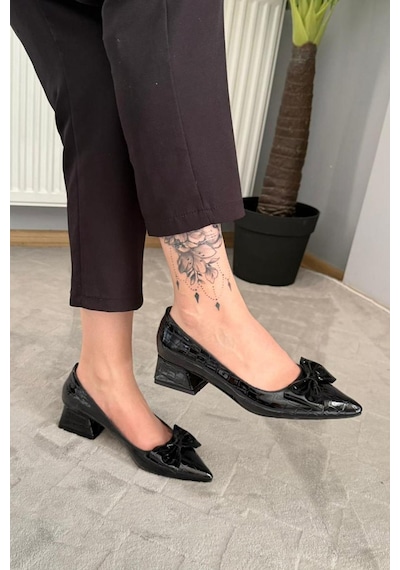 Asmi Shoes Kadın Marci Siyah Kroko Fiyonklu 3,5 Cm Blok Topuklu Stiletto&ayakkabı Siyah Kroko Siyah Asmi Shoes Kadın Marci Siyah Kroko Fiyonklu 3,5 Cm Blok Topuklu Stiletto&ayakkabı Siyah Kroko Siyah