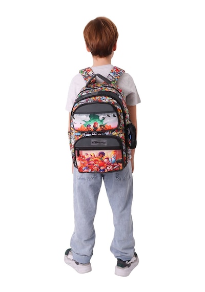 Kaukko Kids Beş Bölmeli Erkek Çocuk Aviator Baskılı Siyah İlkokul Okul Sırt Çantası - L5424