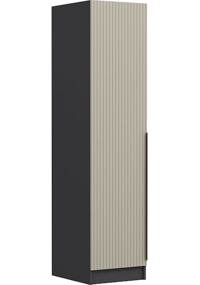 Minar Kale 1 Kapaklı Dolap Çizgili Mebran 210cm - Antrasit/kumtaşı - Askılıklı Çok Renkli