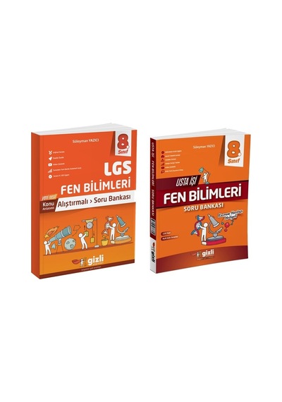 Gizli 2025 8. Sınıf Lgs Fen Bilimleri Alıştırmalı + Usta İşi Soru Bankası Seti 2 Kitap Güncel Müfredat