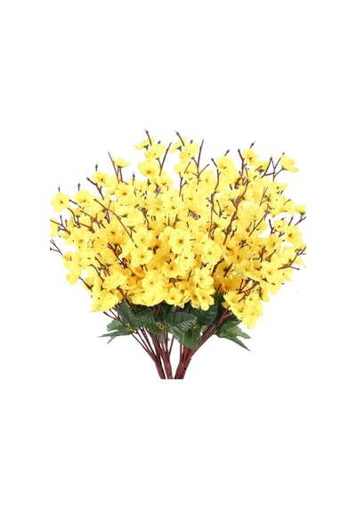 Nettenevime Yapay Çiçek Bahardalı Japon Kiraz Çiçeği 7 Dallı 57cm Sarı Diğer