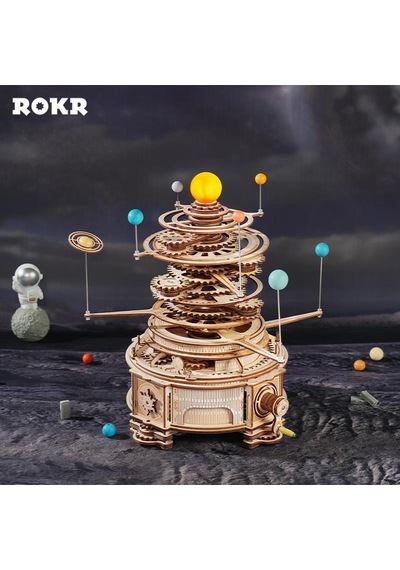 Rokr St001 Mechanical Orrery Dıy Mechanical 3d Puzzle Maket Model Seti 3d Model Kit Ahşap Maket Dekoratif Hobi Seti Hareketli
