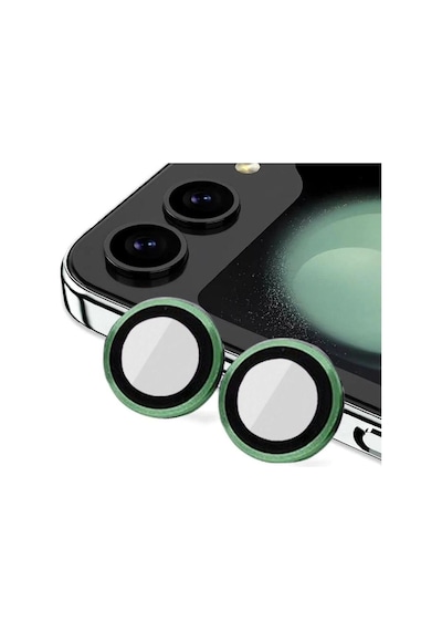 Samsung Galaxy Z Flip 5 Valdez Metal Kamera Lens Darbeye Dayanıklı Tam Uyumlu - Koyu Yeşil