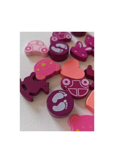 Emzik Zinciri Malzemeleri-ahşap Obje Figür 20 Adet