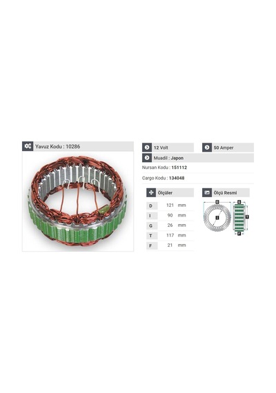 12v Alternatör Statör Mıtsubıshı L200/l300 Em N11.445