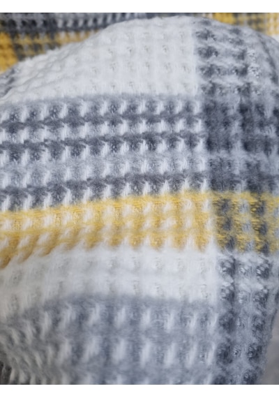Livoras Home Aksu Cozy Life Pamuklu Tv Battaniyesi 130 X 170cm Plaid Sarı - Gri Gri - Sarı
