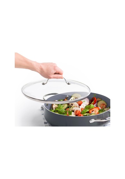 20 Cm Sertleştirilmiş Cam Paslanmaz Çelik Kenarlı Genel Cam, Kapak Metal Saplı, Clear, 28 Cm Çok Renkli