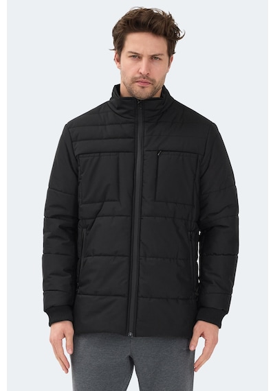 Slazenger Baldwıng Erkek Dik Yaka Fermuarlı Siyah Mont & Kaban Siyah