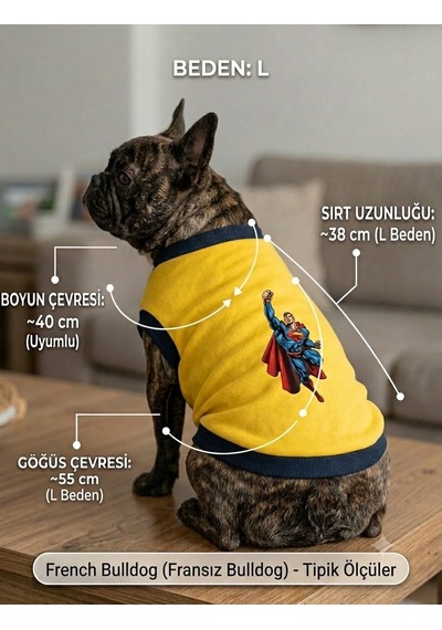 Köpek Sweatshirt L Beden Boyun Çevresi 40 Cm Superman Baskılı - Sarı Köpek Sweatshirt L Beden Boyun Çevresi 40 Cm Superman Baskılı - Sarı