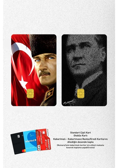 Atatürk 2li Özel Tasarımlı Kart Kaplama Sticker Set1 Standart
