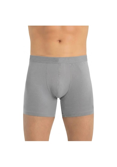Just Inner Erkek Tekli Modal Pamuklu Boxer Uzun Paça İnce Bel Lastikli Nefes Alan Doku 135011 Gri