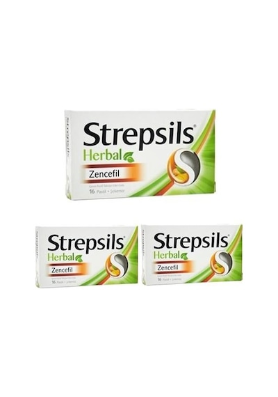 Strepsils Herbal Zencefil Aromalı 16 Pastil 3'lü