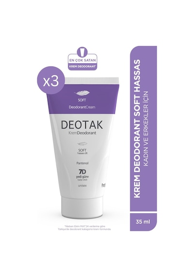 Deotak Soft Krem Deodorant Fresh Koku 35 Ml X 3 Hassas Ciltler İçin 7 Güne Kadar Etkili 72315558
