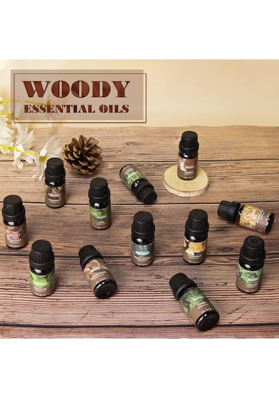Salking Odunsu Uçucu Yağ Seti 12x10ml, Aroma Terapisi, Doğal Koku Yağları