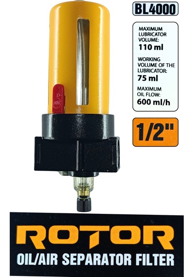 Bl4000 Kompresör Yağ Filtresi 1/2", Yağ Akışı 600 Ml/saat
