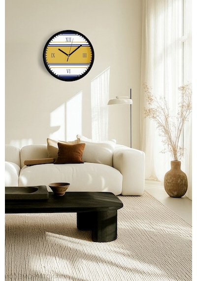 Modern Duvar Saati - 25cm - Önü Camlı Siyah Kasa - Sessiz Mekanizma-jh0647 Siyah