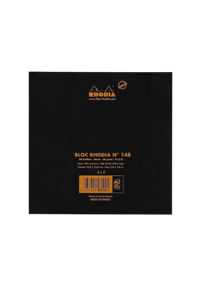 Rhodia Kareli Bloknot, Siyah, 148x148 Mm