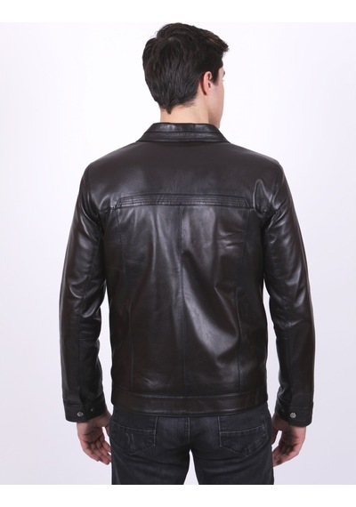 New Zaya Leather Erkek Hakiki Deri Deri Ceket Siyah
