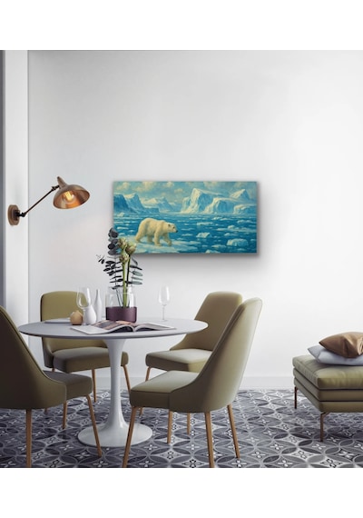 Yalnız Kutup Ayısı Kanvas Tablo 60x120cm Çok Renkli