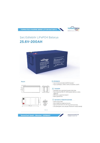 Tommatech Marine Abs Kasa 25.6v 200ah Lfp Lityum Batarya