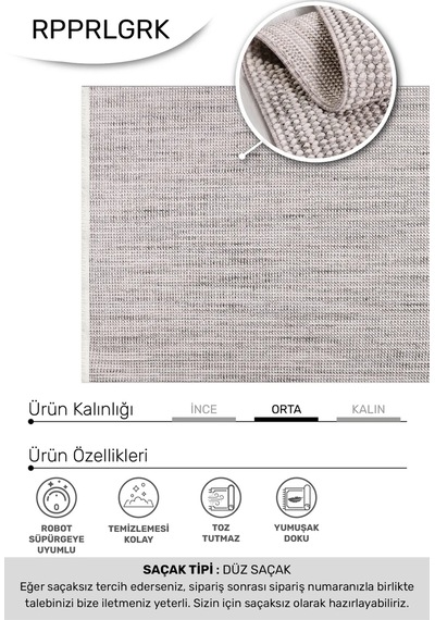 Parla-gri- Özel Ölçü- Oturma Odası, Koridor, Yatak Odası Halısı- Robot Süpürgeye Uyumlu-kolay Temizlenebilir