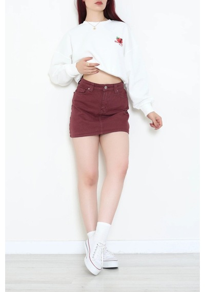 Modi Quzu Çilek Baskılı Sweatshirt Beyaz - 75365.2002. 2beyaz