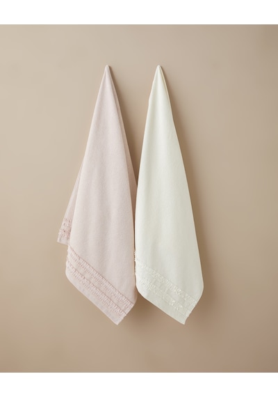 English Home Soft Ruffle Pamuk Banyo Havlusu 70x140 Cm Pudra