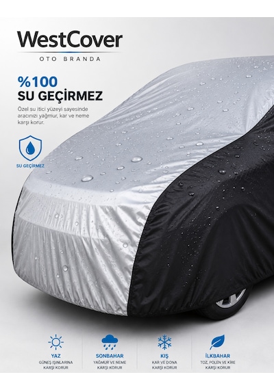 Bmw 3 Serisi E30 Uyumlu Gri-siyah Kaliteli Oto Branda 4 Mevsim Dolu, Güneş, Yağmur Ve Uv Korumalı Araba Çadırı