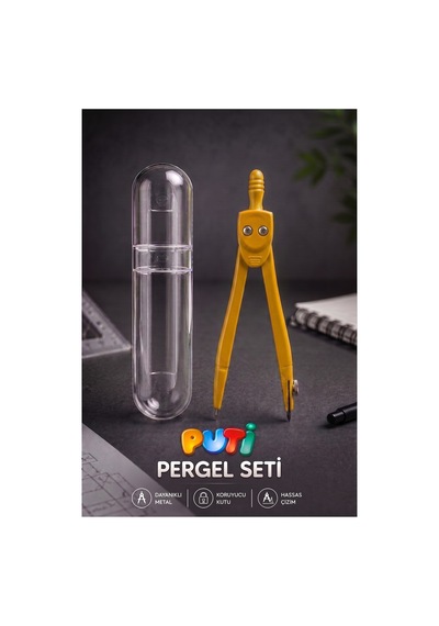 Metal Pergel 1 Adet Puti 1574 Koruma Kutulu Metal Pergel Grafit Uçlu Mekanik Pergel Matematik Teknik Mimari Çizim Sarı