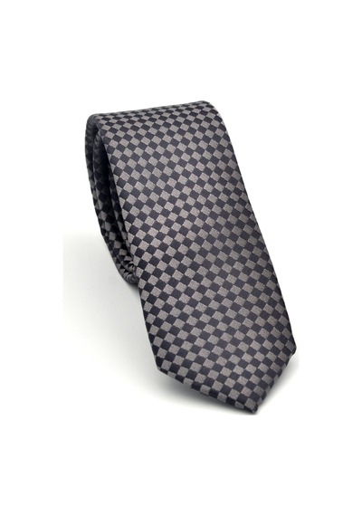 Gaffy Kahverengi Piti Kare Desenli Vizon Dokuma Kumaş Mendilli Slim Fit Kravat // Sdk-2503-3 Vizon