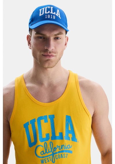 Ucla Pebble Sarı Sıfır Kol Baskılı Oversize Erkek Tshirt Sarı