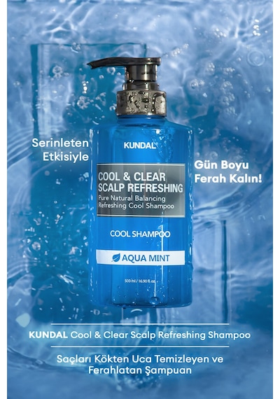 Canlandıcı Ve Ferahlatıcı Saç Bakım Şampuanı Kundal Cool & Clear Scalp Refreshing 500ml Aqua Mint