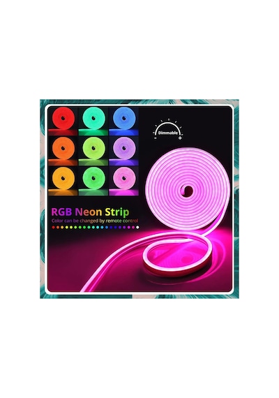 Neon Led Şerit 5metre Pembe Led Zincir Bandı Hortum Esnek Dekoratif Aydınlatma Işık 12v 10w