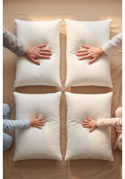 4'lü Silikonize Elyaf Yastık Seti 50x70 Cm 1000 Gr Fermuarlı Yıkanabilir Vakumlu Paket Beyaz 1000 Gr