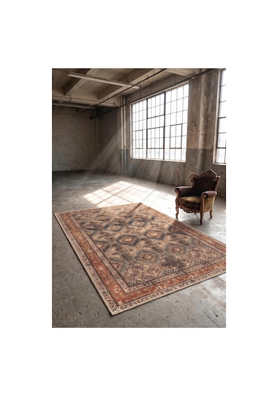 Artloop İstanbul Kahverengi Vintage Dokuma Tabanlı Şönil Halı Al 666 Kahverengi - Vintage Dokuma Tabanlı