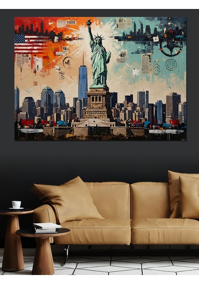 Ahşap Tablo Özgürlük Heykeli Ve New York Çocuk Odası Tabloları