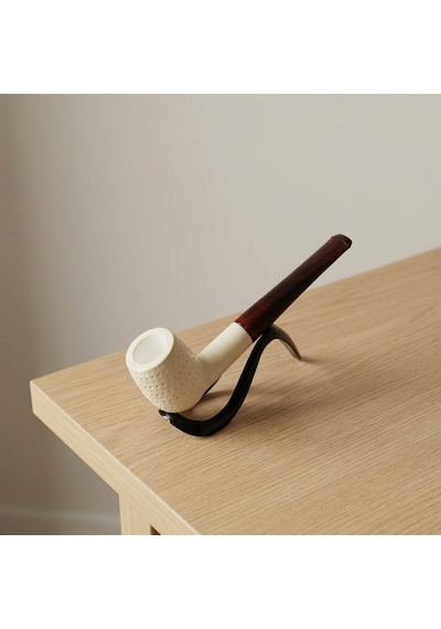 El Oyması Lületaşı Pipo 9mm Filtre Uyumlu Nokta Desenli Blok Meerschaum Klasik Model