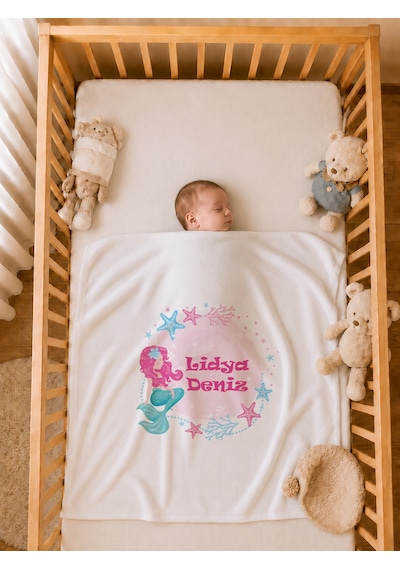 Pia Baby İsme Özel Kız Bebek Yenidoğan Hastane Çıkışı %100 Pamuk Organik Baskılı Battaniyeli Tulum Set 2073btyx Ekru