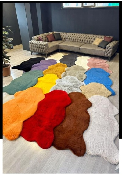 Aries Home Tavşan Tüyü Beyaz Yumuşak Makinada Yıkanabilir Kaymaz Ve Toplanmaz Süet Taban Post Halı